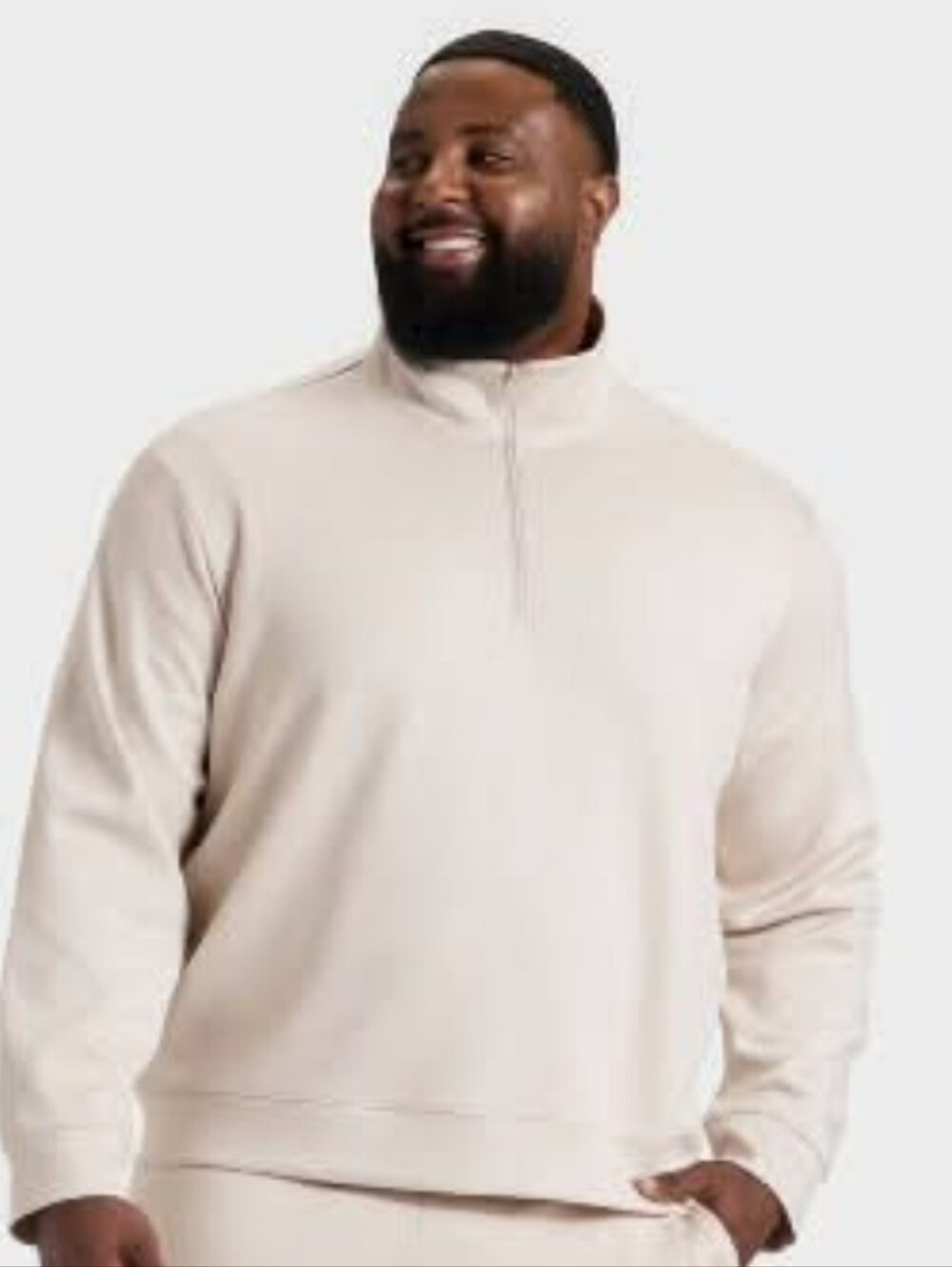 All In Motion Half Zip Sweatshirt Sweater Sz XL Beige Long Sleeve BOX